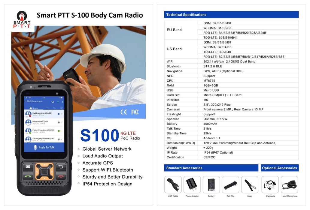 Smart PTT S100 Sim Card Two-Way Radio